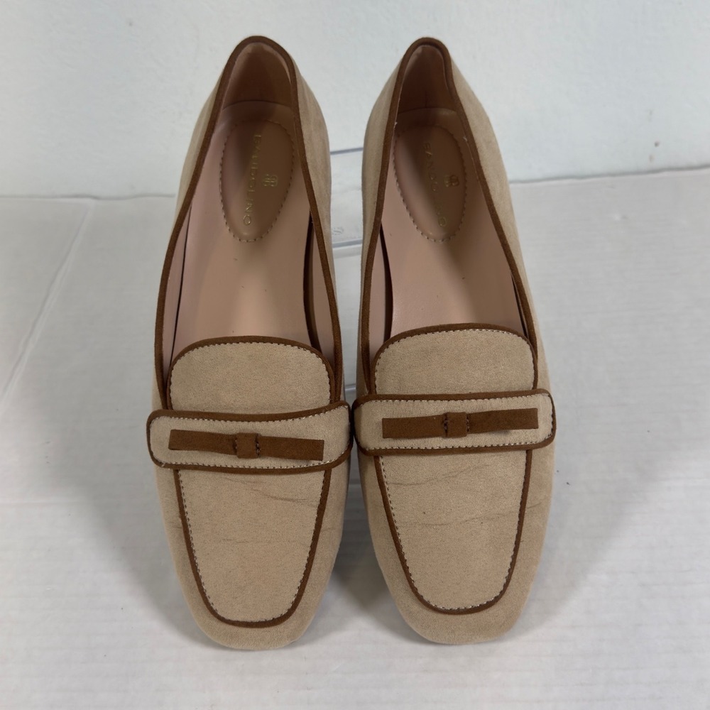Bandolino Loafers Women 7M Beige Brown Bow Accent Flat Shoes Prep Academia - Picture 2 of 8